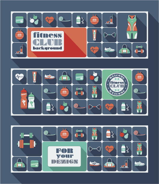 健身图标背景。平面设计。图片下载
