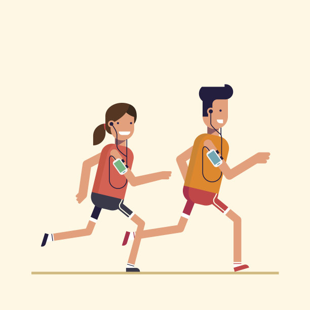 时尚的平面，细线字符设计孤立的米色背景图片下载