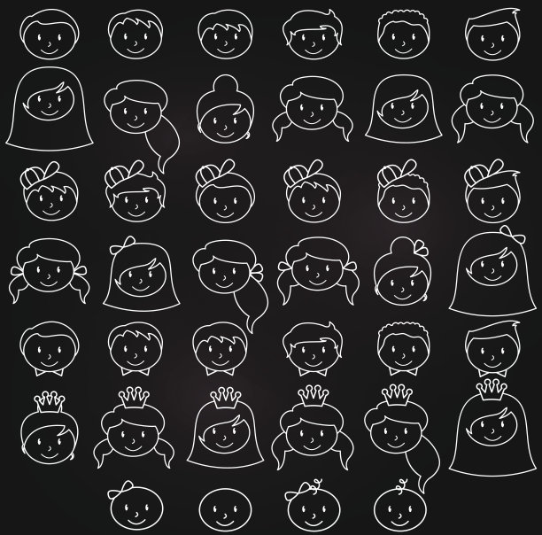 矢量格式的黑板棍图形头图片下载