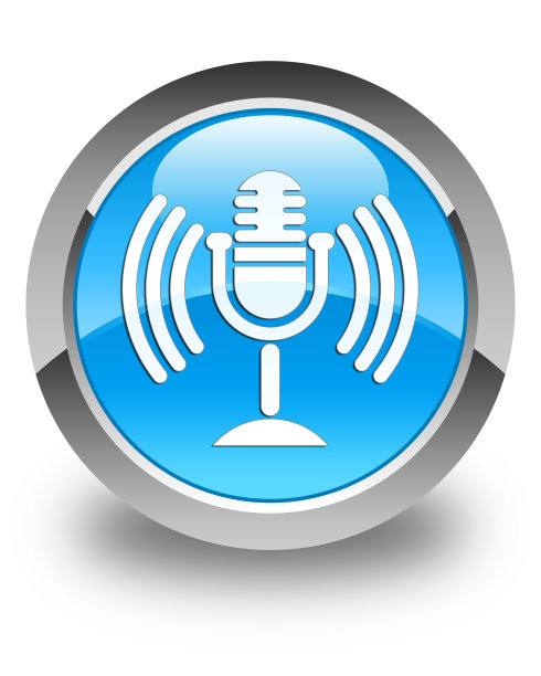 麦克风图标光滑青蓝圆形按钮图片下载