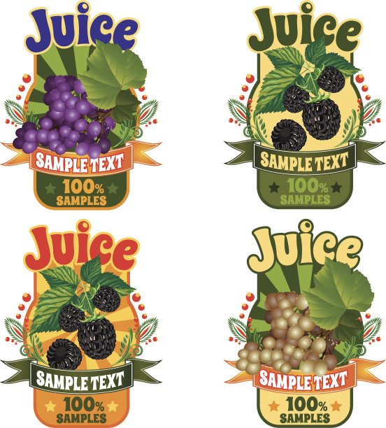 葡萄和黑莓汁标签模板图片下载