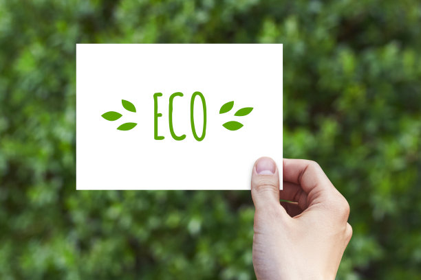 手持带有Eco字样的纸卡样机图片下载