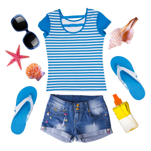 女士时装的夏季服装孤立在白色图片下载