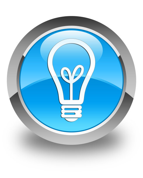 灯泡图标光滑青蓝圆形按钮图片下载