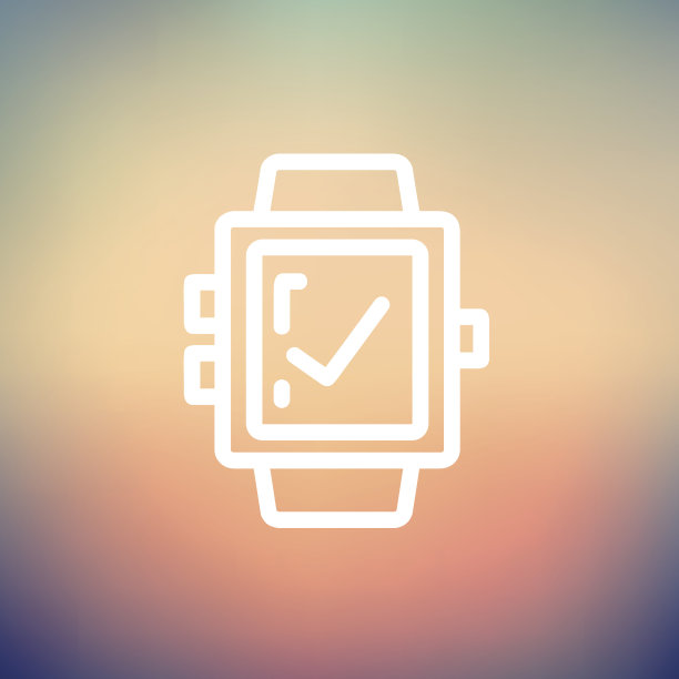 智能手表与检查标志细线图标图片下载