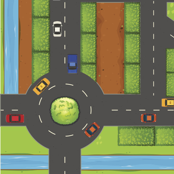 街道和环岛的俯视图图片下载