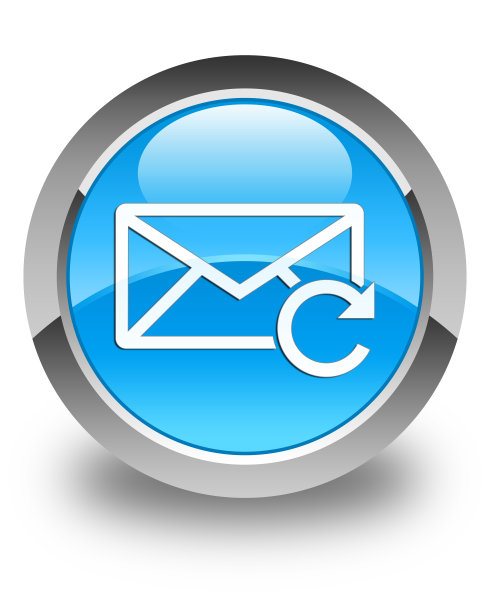 刷新电子邮件图标亮青蓝圆形按钮图片下载