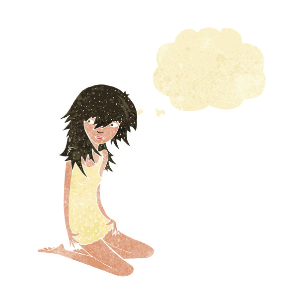 卡通美女与思想泡泡图片下载