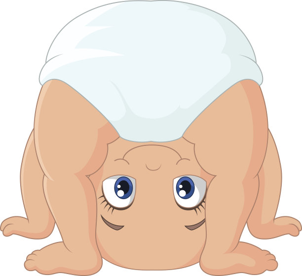 卡通女婴倒立玩耍插画图片下载