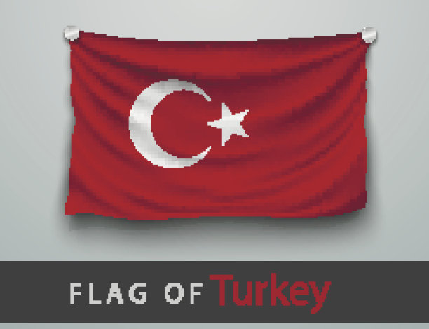 火鸡的旗帜被打烂，挂在墙上图片下载