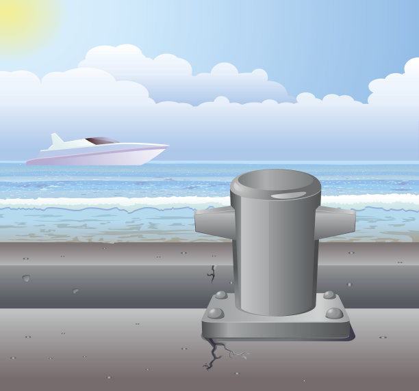 码头系柱和游艇矢量图片下载