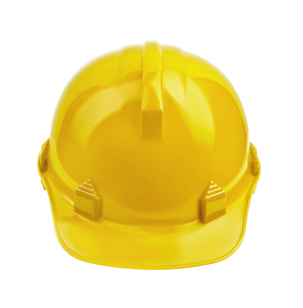 黄色安全帽特写孤立在一个白色的背景。图片下载