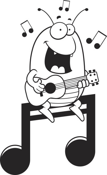 卡通跳蚤尤克里里音符图片下载