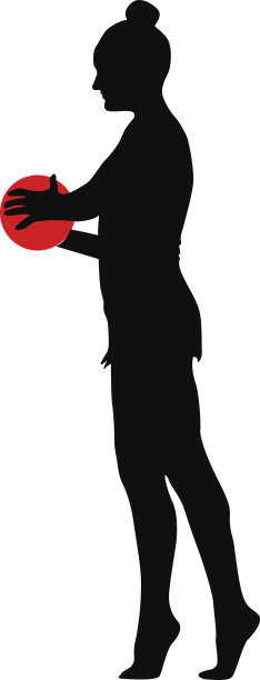 剪影女子体操与球。矢量图图片下载