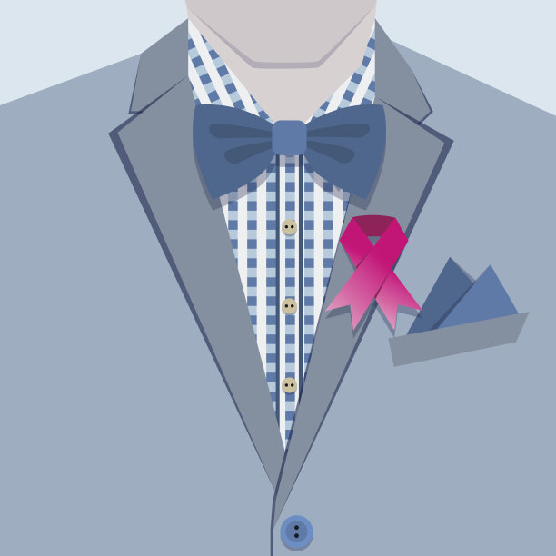 男套装领口的粉红色丝带的近处图片下载