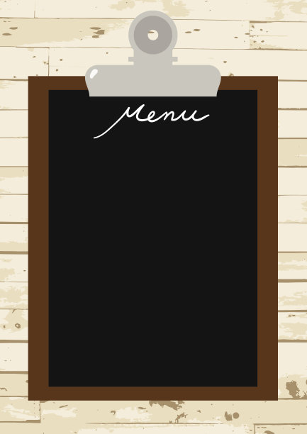 黑色菜单与金属夹在木制背景矢量图片下载