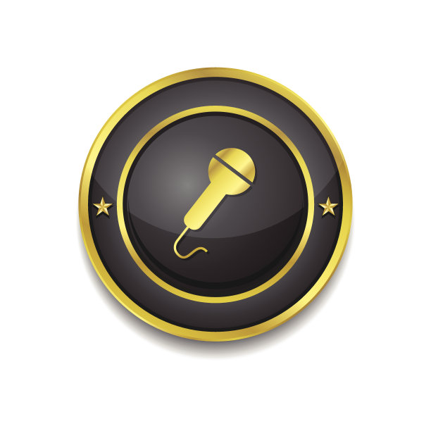 麦克风金色矢量图标按钮图片下载