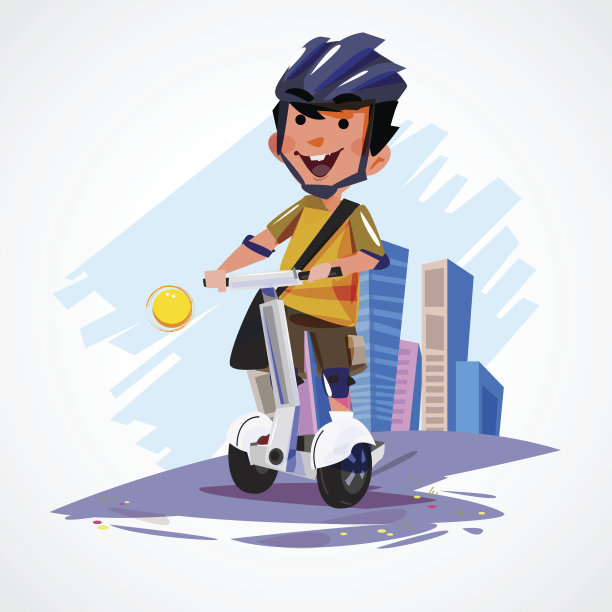 骑着电动双轮平衡车的年轻男人图片下载