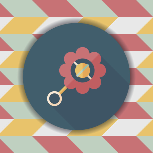 婴儿拨浪鼓图标与长影子，eps10图片下载