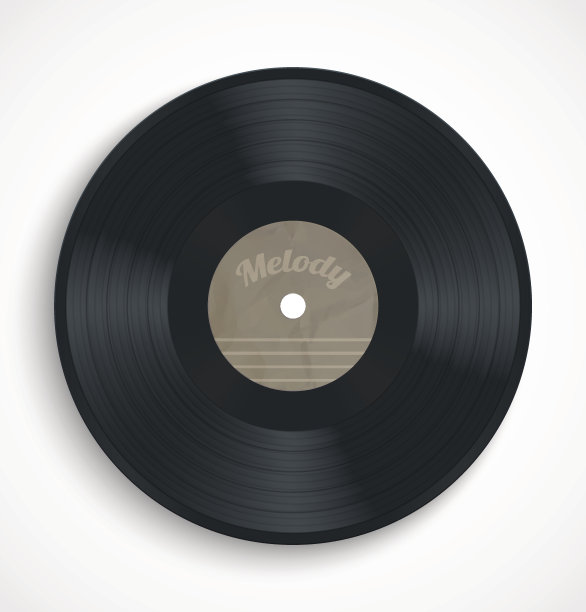 黑色黑胶唱片唱片与空白棕色标签图片下载