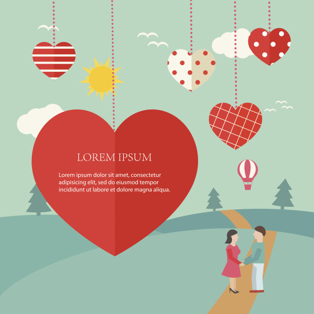 背景上挂着一颗心和风景图片下载