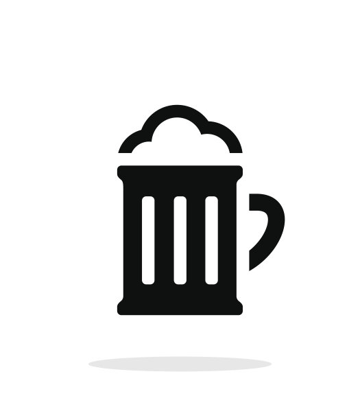 白色背景上的啤酒杯酒吧简约图标图片下载