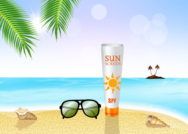 海滩上的防晒霜图片下载