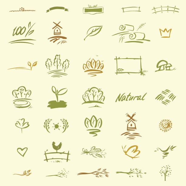 一套自然元素的设计。图片下载