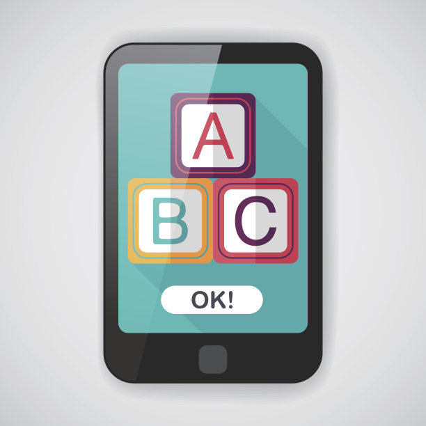 ABC块平面图标与长影子，EPS 10图片下载