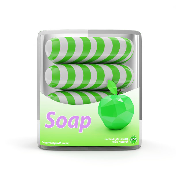 包中的肥皂隔离在白色背景上图片下载