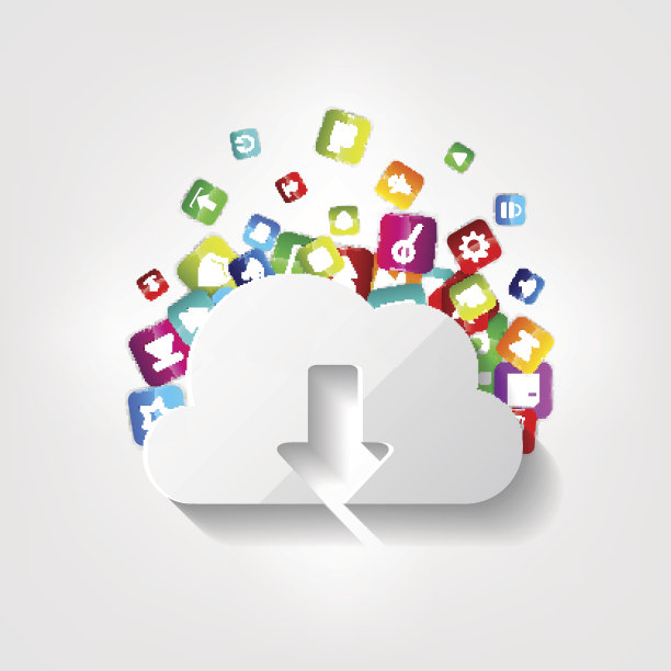 云下载图标。应用程序按钮。图片下载