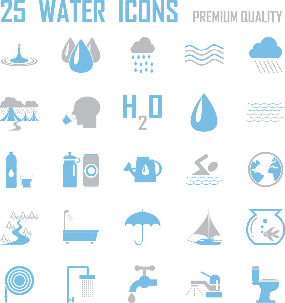 水和河流图标集。图片下载