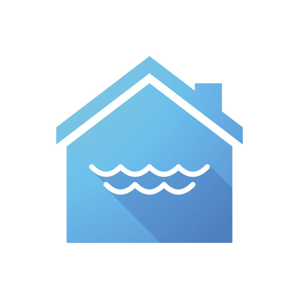 蓝色的房子与水的标志图片下载