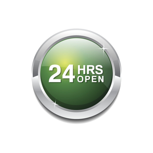 24小时服务绿色矢量图标按钮图片下载