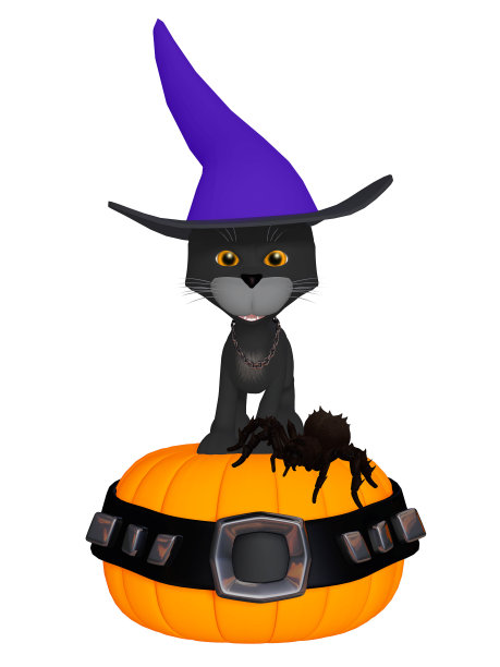 万圣节巫婆黑猫图片下载