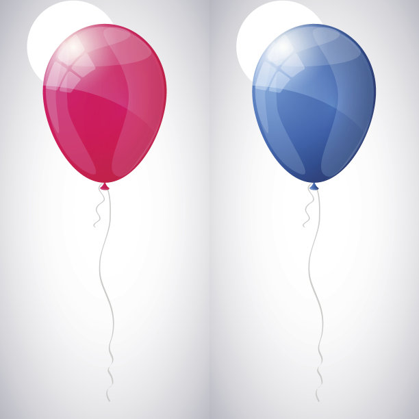 粉色和蓝色闪亮的气球。矢量图图片下载