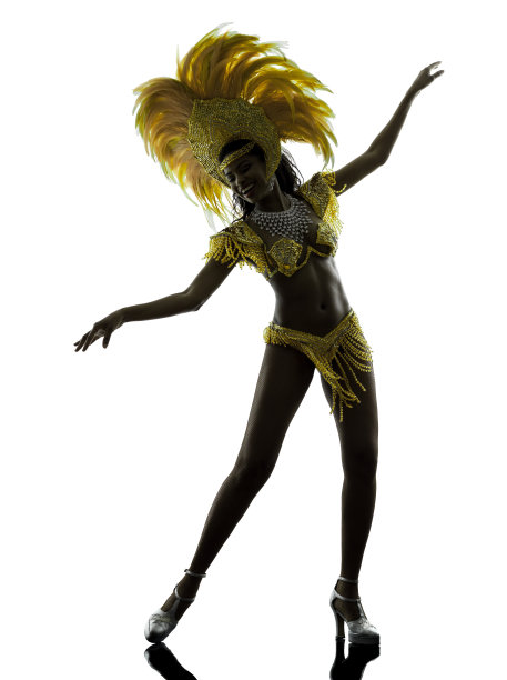 女桑巴舞舞者剪影图片下载