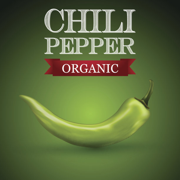绿色的辣椒和标志在绿色的背景图片下载
