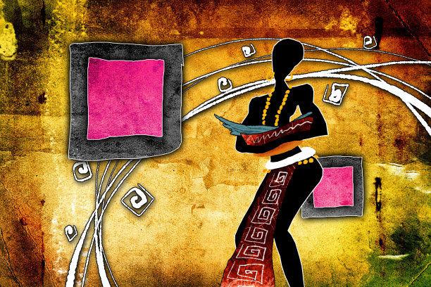 非洲民族复古插图图片下载