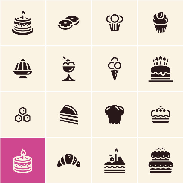 蛋糕和甜点图标集图片下载