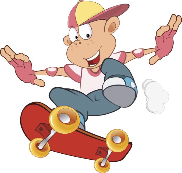 插图可爱的小男孩滑板图片下载