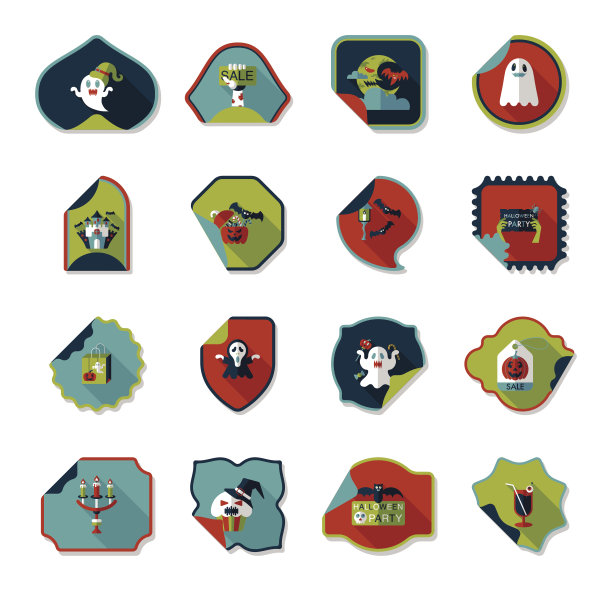 万圣节贴纸横幅平背景设置，eps10图片下载
