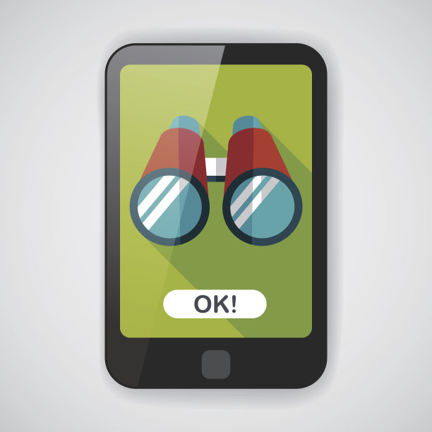 双筒望远镜平面图标与长阴影图片下载