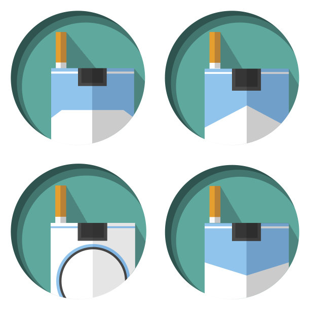香烟平面图标设置有长长的阴影图片下载