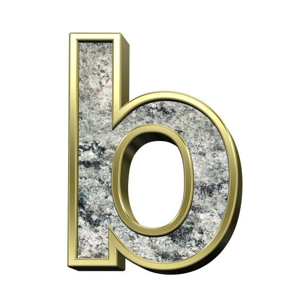 一个小写字母从花岗岩与黄金框架字母表。图片下载
