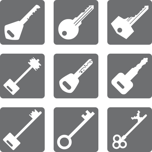 矢量键图标集。图片下载