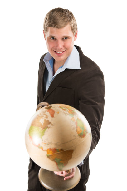 手持地球仪的商人图片下载