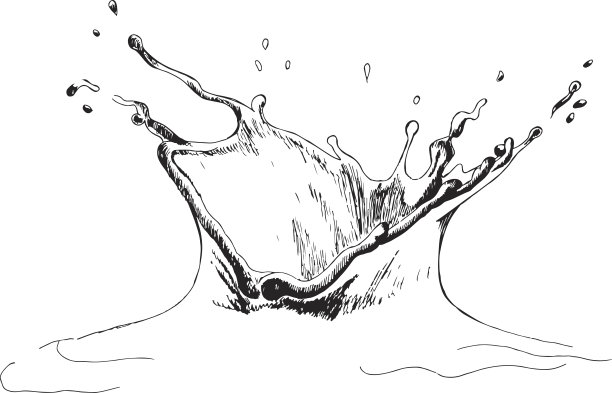 手绘水/牛奶飞溅孤立的白色背景图片下载