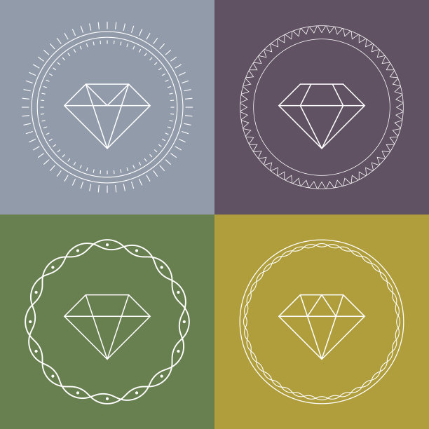 设置宝石圆形旗帜。图片下载