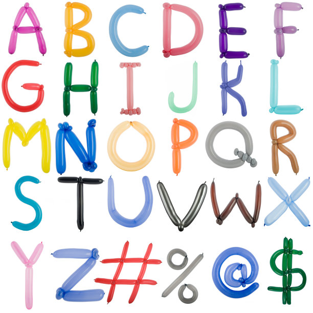 扭曲的气球字体全套大写字母图片下载
